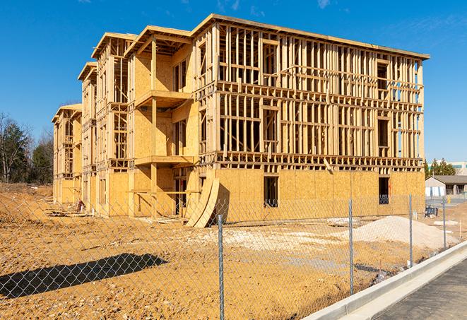 a snapshot of temporary chain link fences protecting a large construction project from unauthorized access in Homewood, IL